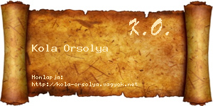 Kola Orsolya névjegykártya